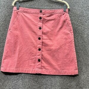 J Crew Button Front Mini Skirt Women‎ 6 Pink Corduroy A Line Pockets
